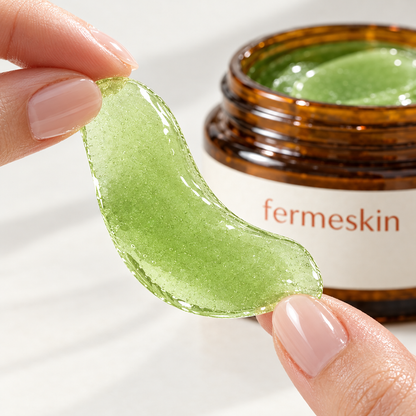 Close-up of a translucent aloe hydrogel eye patch