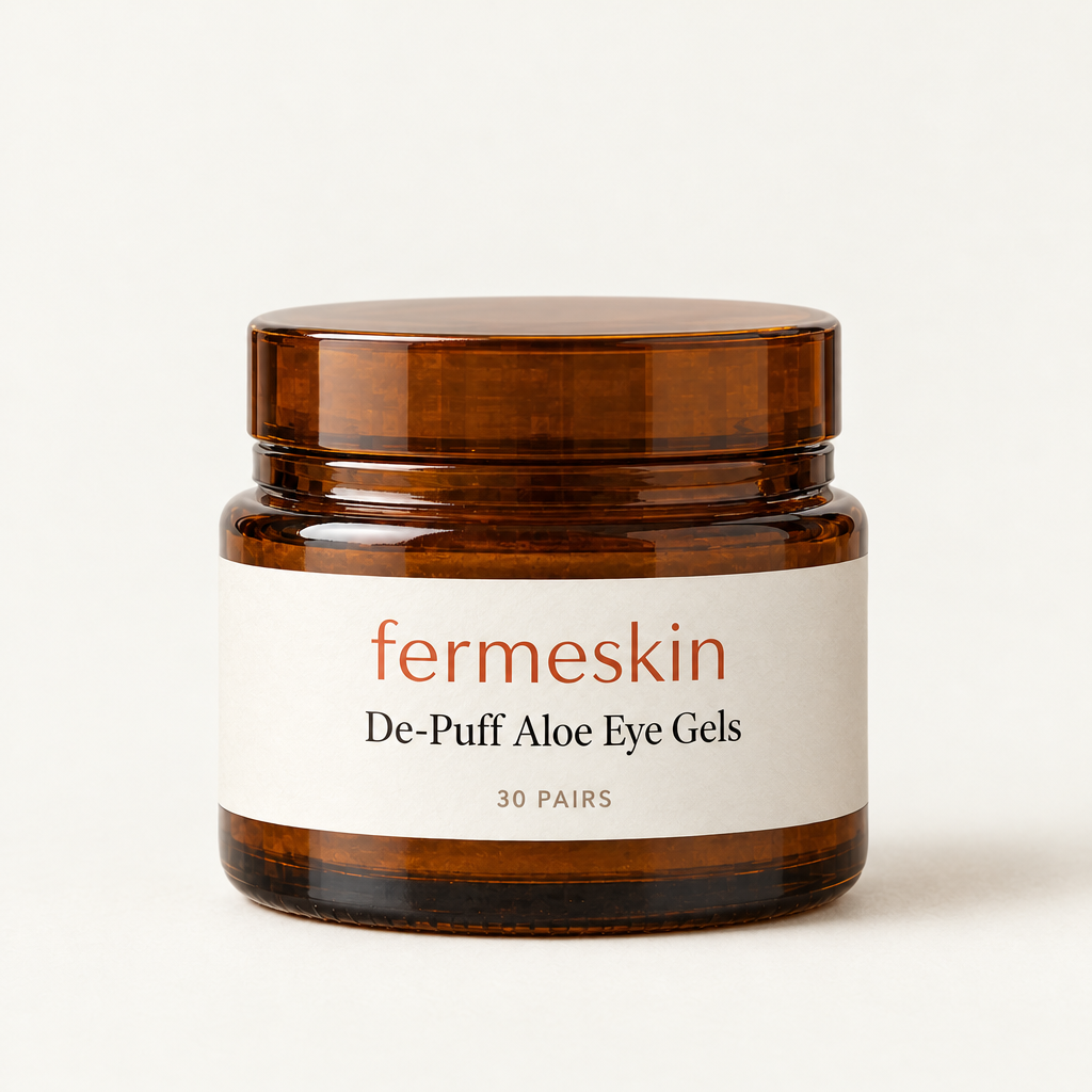 Fermeskin De-Puff Aloe Eye Gels jar front view